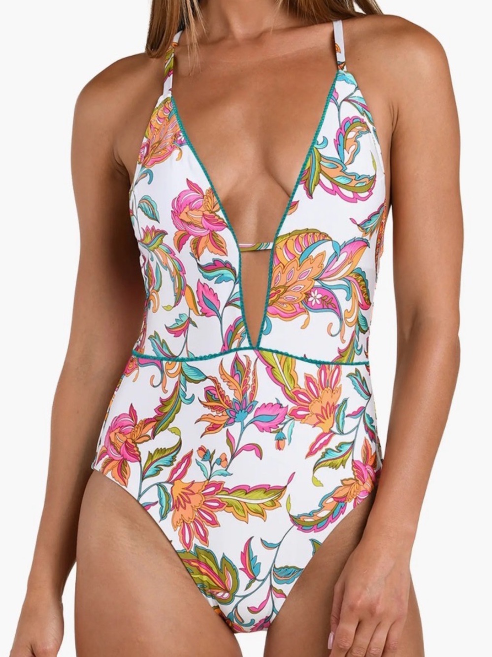 Wild Vines Plunge One-Piece Swimsuit‎